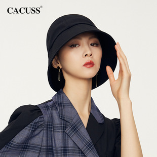 大头围黑色渔夫帽子女夏季 百搭防晒帽显脸小遮阳水桶帽男 2024新款