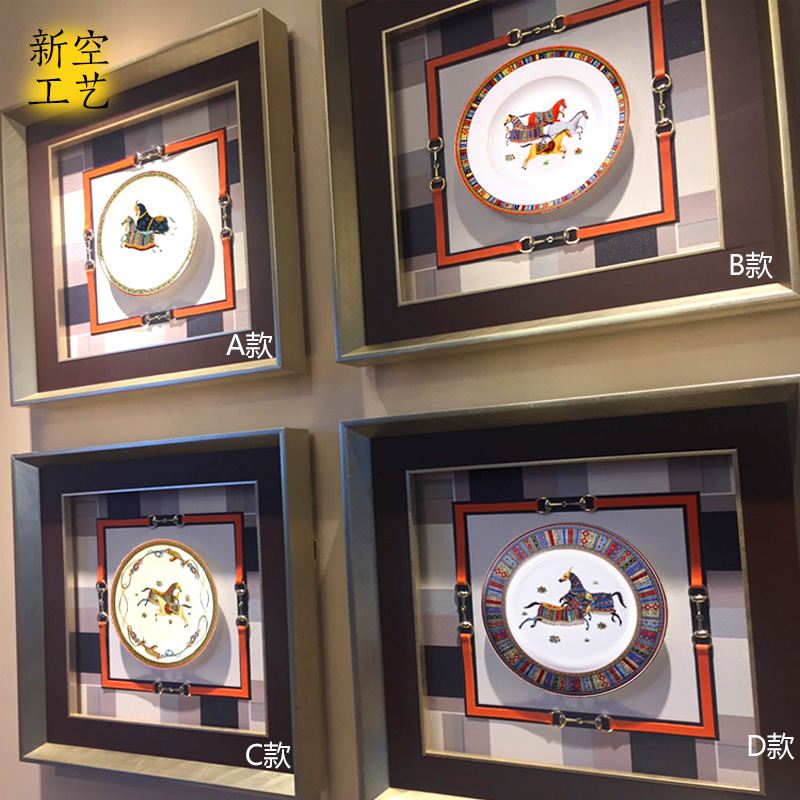 陶瓷盘子实物画橙色皮带装饰画爱马丝巾画别墅酒V店欧式挂画壁画图片