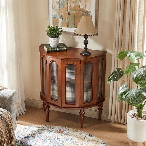 半圆玄关桌新中式靠墙玄关柜实木玄关台客厅边柜美式装饰柜收纳柜