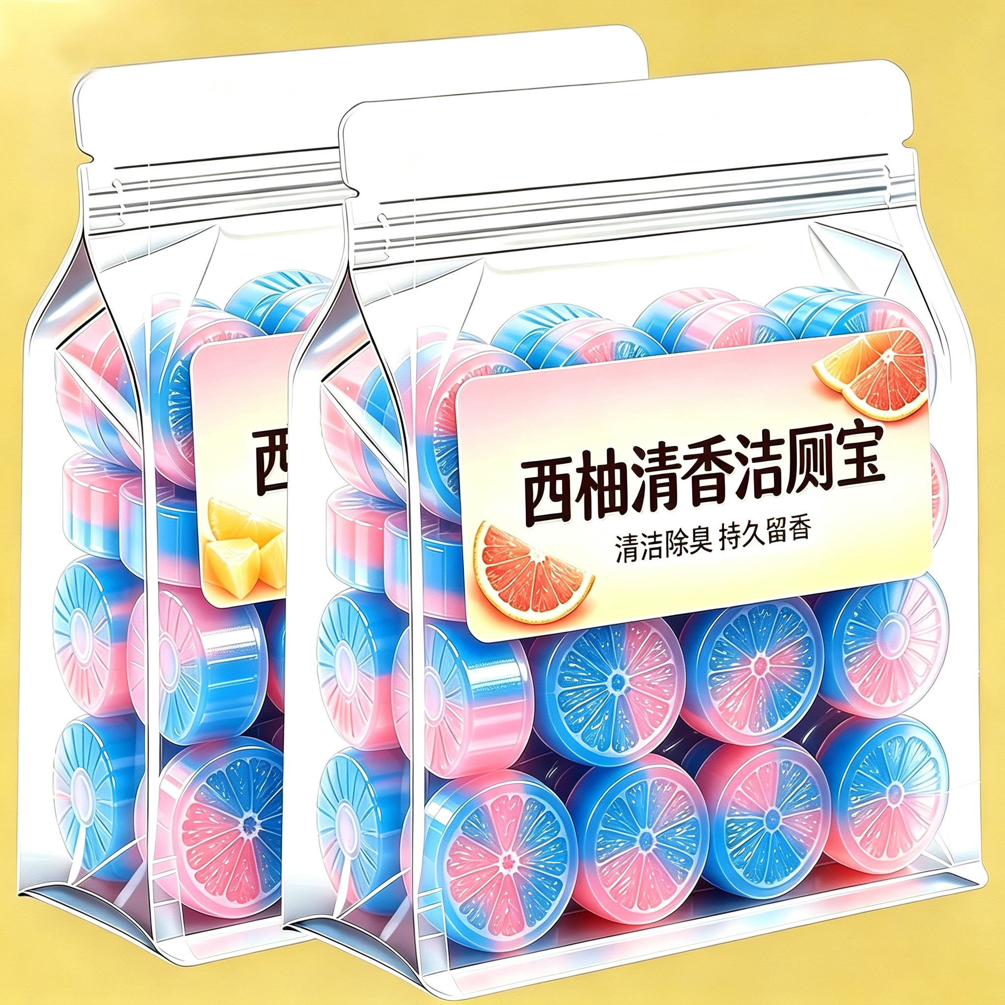 西柚清香型马桶清洁块泡泡洁厕灵强力除垢臭清香厕所除臭洁厕凝胶