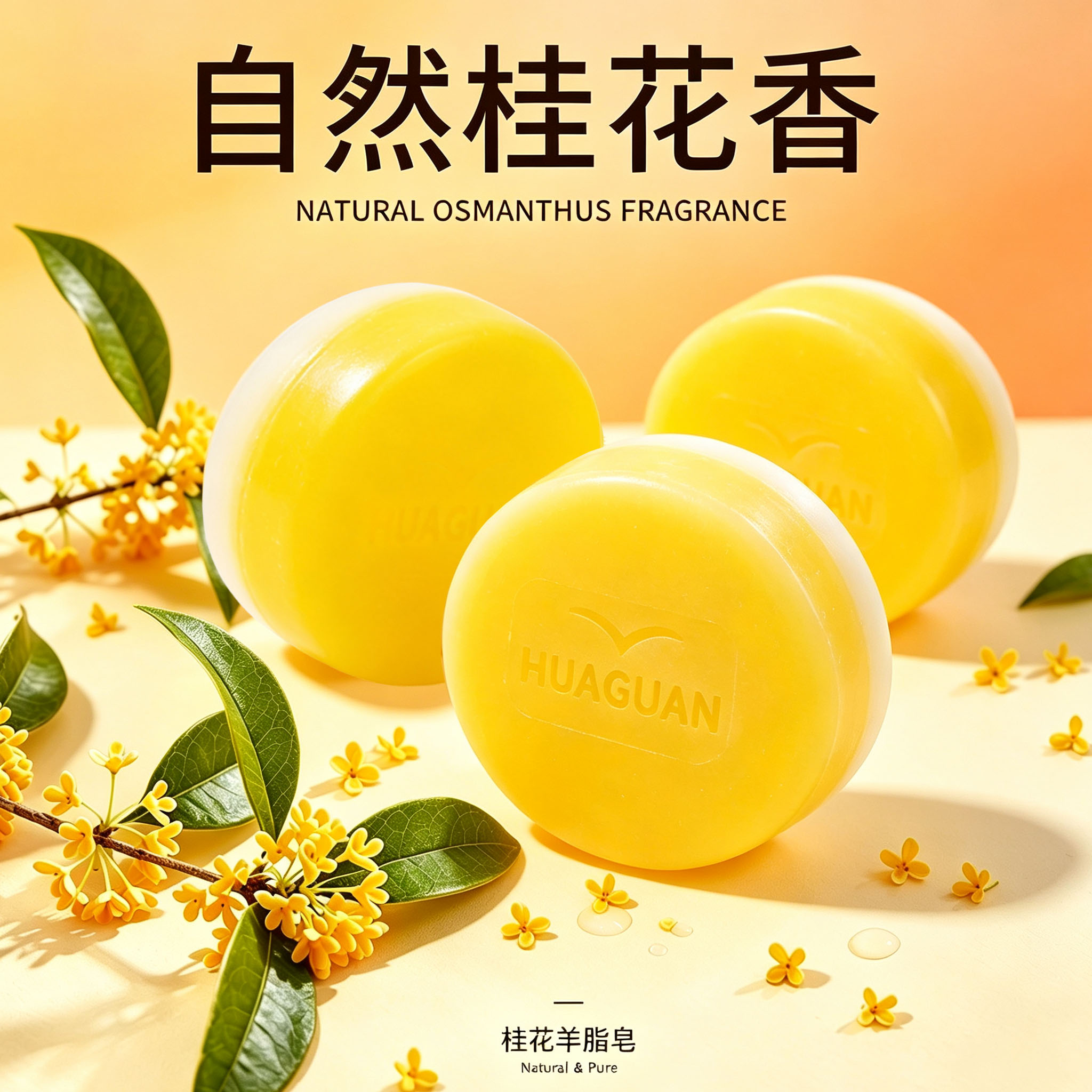 桂花香氛手工皂温和洁肤持久留香新双合一手工皂洁面沐浴羊脂香皂