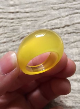 黄玉髓食指水滴戒指男女指环 聚财玉食指戒个性转运情侣首饰饰品