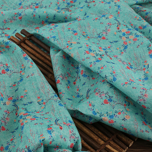 布久以逅夏季苎麻改良旗袍连衣裙印花文印复古中式茶服面料  听雨