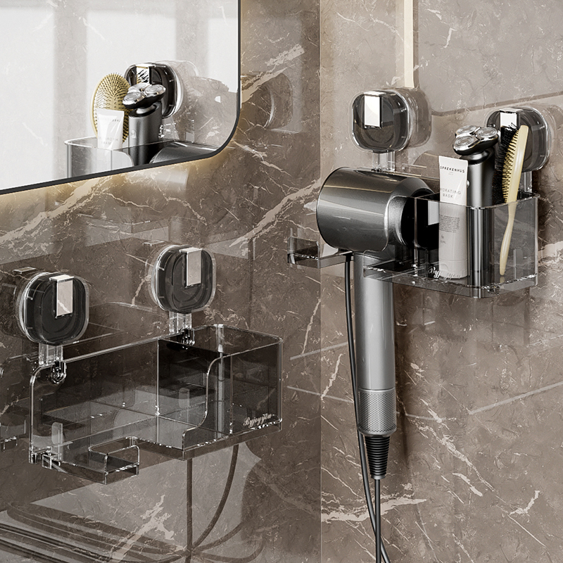 吸盘吹风机置物架支架免打孔吸盘式吹风机K架子收纳风筒架挂架托