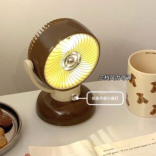 桌面小风扇静音学生宿舍办公室桌上壁挂J式可充电多功能台灯电风