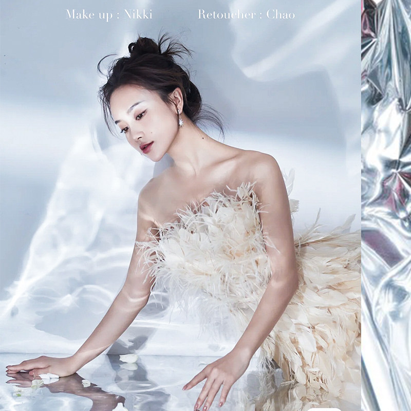 镜面纸 折射纸水波纹玻璃水光反射纸pvcL背景布锡膜纸摄影拍照道