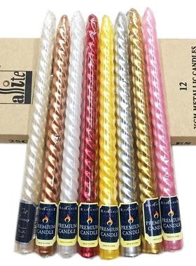 allite促销电镀彩色欧式螺纹长杆蜡烛圣诞婚礼生日浪漫圣诞装饰