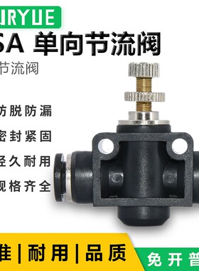气动气管接头单向节流阀PSA/PA4/6/8/10/12单向调节阀流量阀
