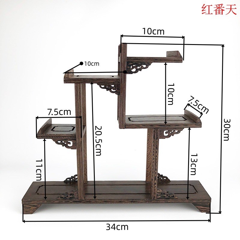 鸡翅木博古架多宝阁文玩展示架木质工艺品书房茶几中式摆件可  定