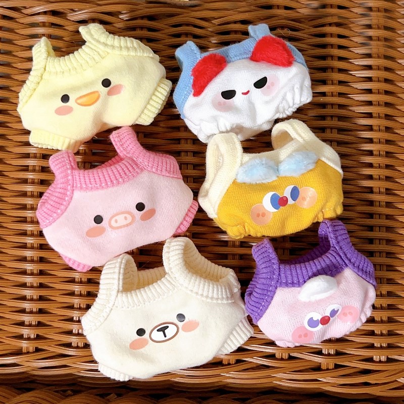 现货10cm20cm娃衣可爱吊带衣裙子缺牙巴公仔玩偶换装棉花娃娃配饰