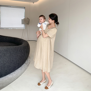 孕妇夏装连衣裙宽松大码孕妇装夏款2023新款孕晚期可穿夏季裙子韩