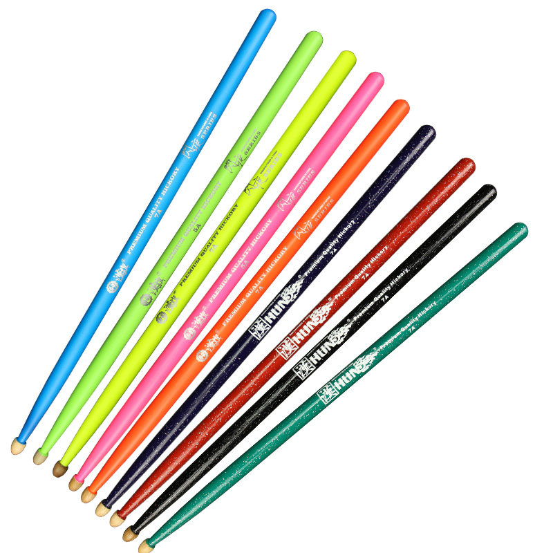 鼓棒架子鼓汉旗牌胡桃木荧光小军鼓爵士鼓打鼓棒实木木质