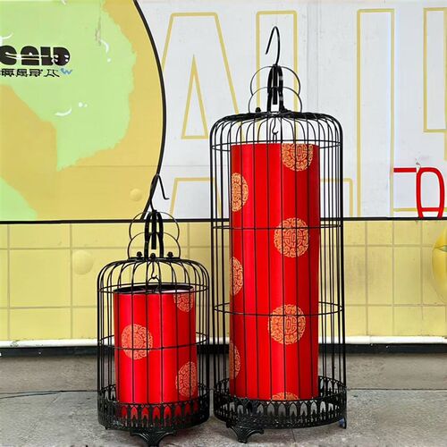 新铁艺鸟落地灯酒吧咖啡厅通道灯具灯饰喜庆红灯挂灯