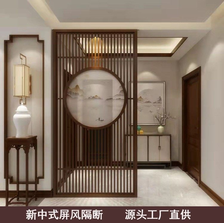 新屏风客厅卧室书房酒店现代办公室实木屏风玄关门座屏