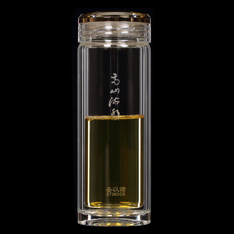 圣以诺 山流水层水杯女士带盖耐热茶杯随手杯
