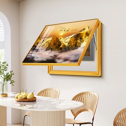 背靠山电表箱装饰画现代日照金山配电箱遮挡电闸盒关挂画