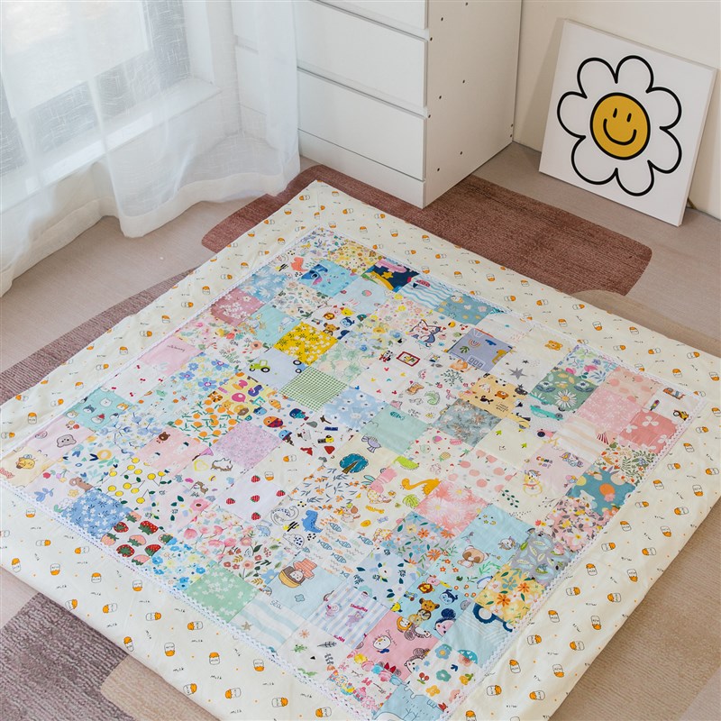 全棉新生儿百家被布料小花碎布头手工布艺拼布棉花纱布加底布全