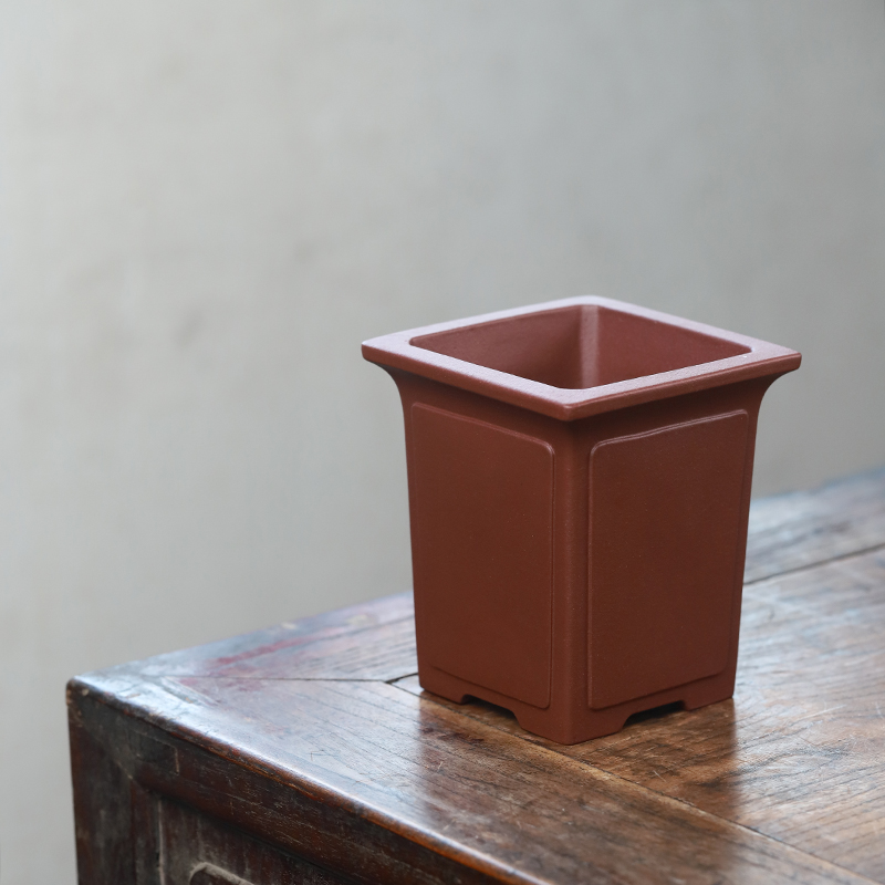 玖紫轩精品紫砂花盆四方块面万年青多肉菖蒲小悬崖植物盆景桌面盆