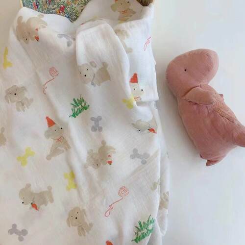 夏季新生儿双层纱竹棉盖毯宝宝推车巾纱巾包被襁褓巾婴儿包巾浴巾