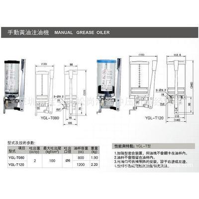 ISHAN;YGL-T手动黄油注油机;YGL-T08;TGL-T120；黄油手动泵