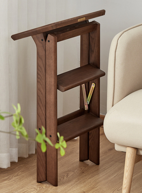 初心多功能家用梯凳折叠伸缩加厚实木三步梯两用登高换鞋凳爬梯子