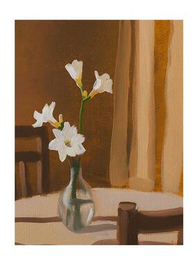 布纸有爱 旧日盛放 中古风客厅花卉装饰画小众竖版挂画卧室床头画