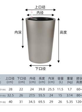 花盆高级感深高盆塑料客厅轻奢落地高款自动吸水大号花盆特大号盆