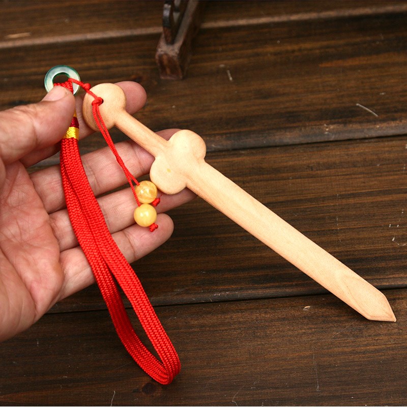 桃木剑桃木刀桃木斧子挂件手把件木雕原木整料一体不上漆不上蜡