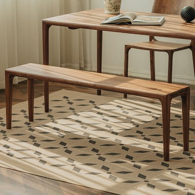 物应拉图斯长凳黑胡桃木凳子长板凳实木换鞋凳长条凳餐凳床尾凳