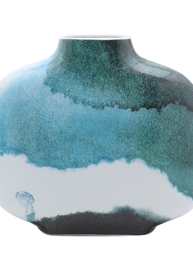 新中式创意彩绘陶瓷艺术摆件客厅桌面玄关电视柜软装花瓶插花花器