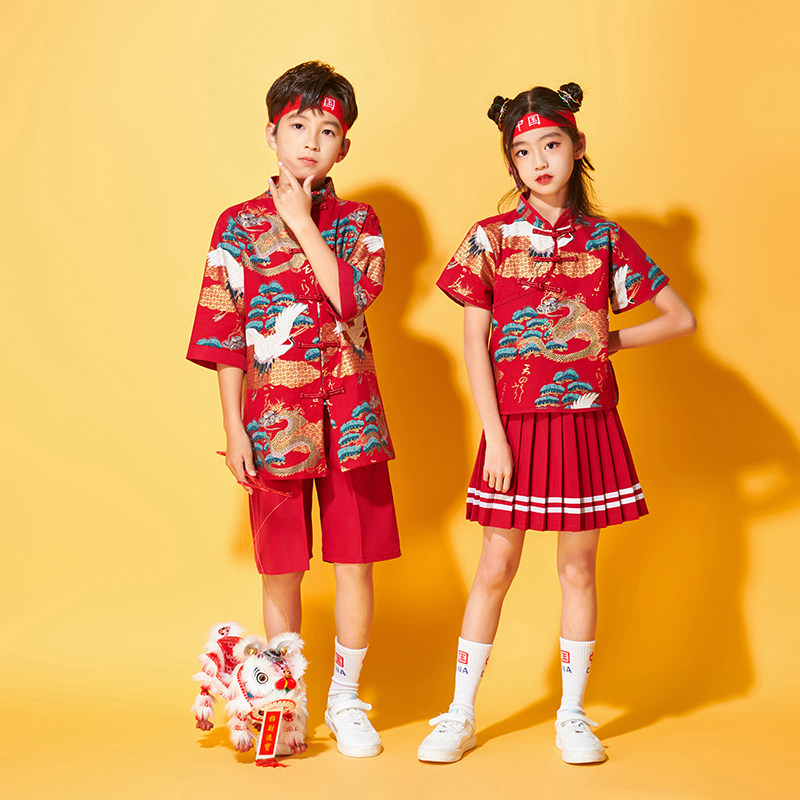 元旦儿童演出服幼儿园中国风唐装小学生啦啦队女童旗袍表演服装