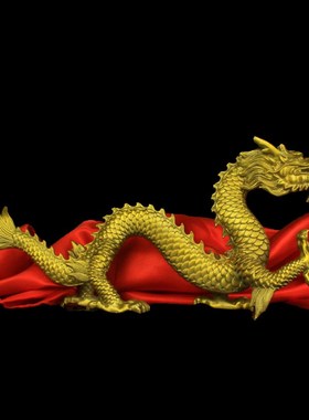 铜龙摆件纯铜金木水火土五行神龙摆件桌面装饰五爪金龙长32厘米
