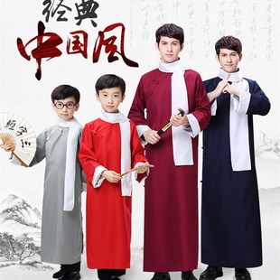 成人儿童相声服演出服相声大褂长衫民国服装长袍马褂快板服评书服