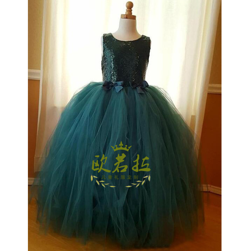 儿童主持人大提琴钢琴演出晚礼服长款女中大童模特走秀婚纱公主裙