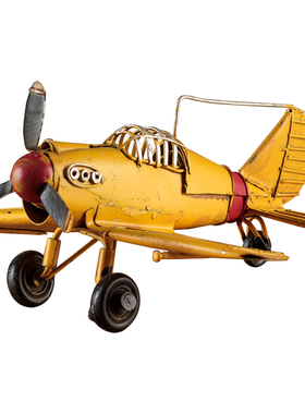 复古怀旧铁艺飞机模型摆件双翼战斗飞机店铺家居客厅电视柜装饰品
