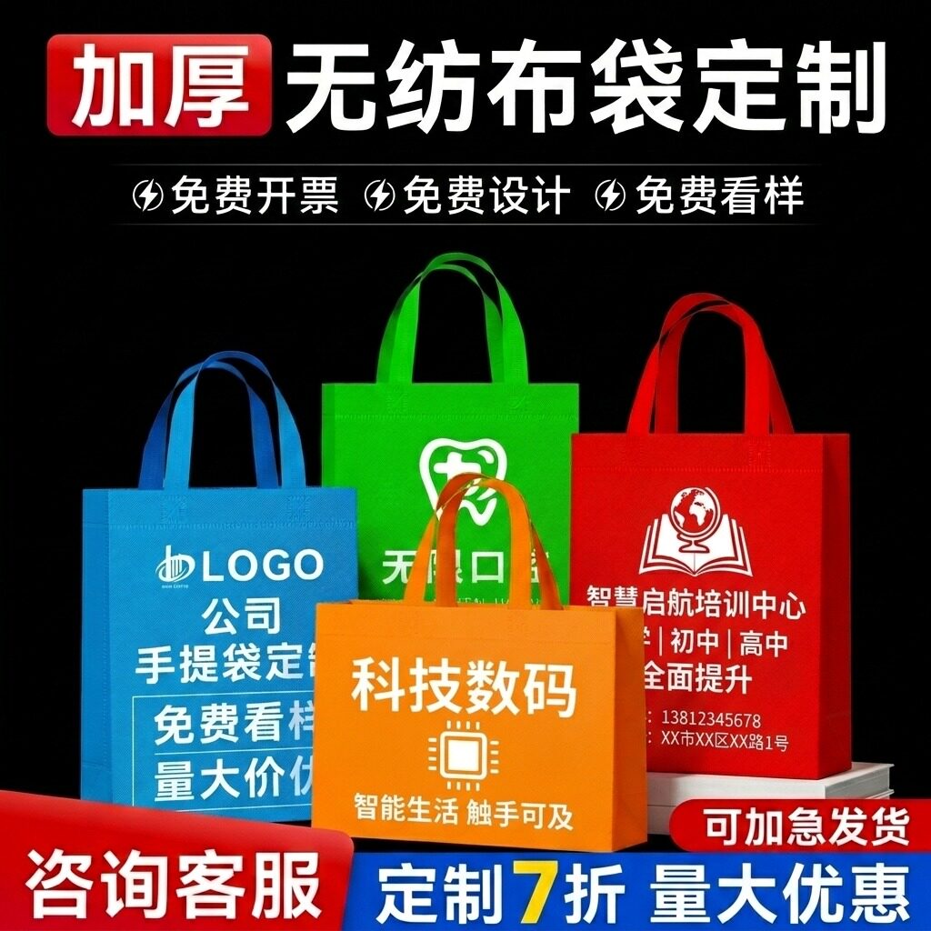 无纺布袋手提袋定制logo广告购物宣传环保袋子定做教培服装袋覆膜