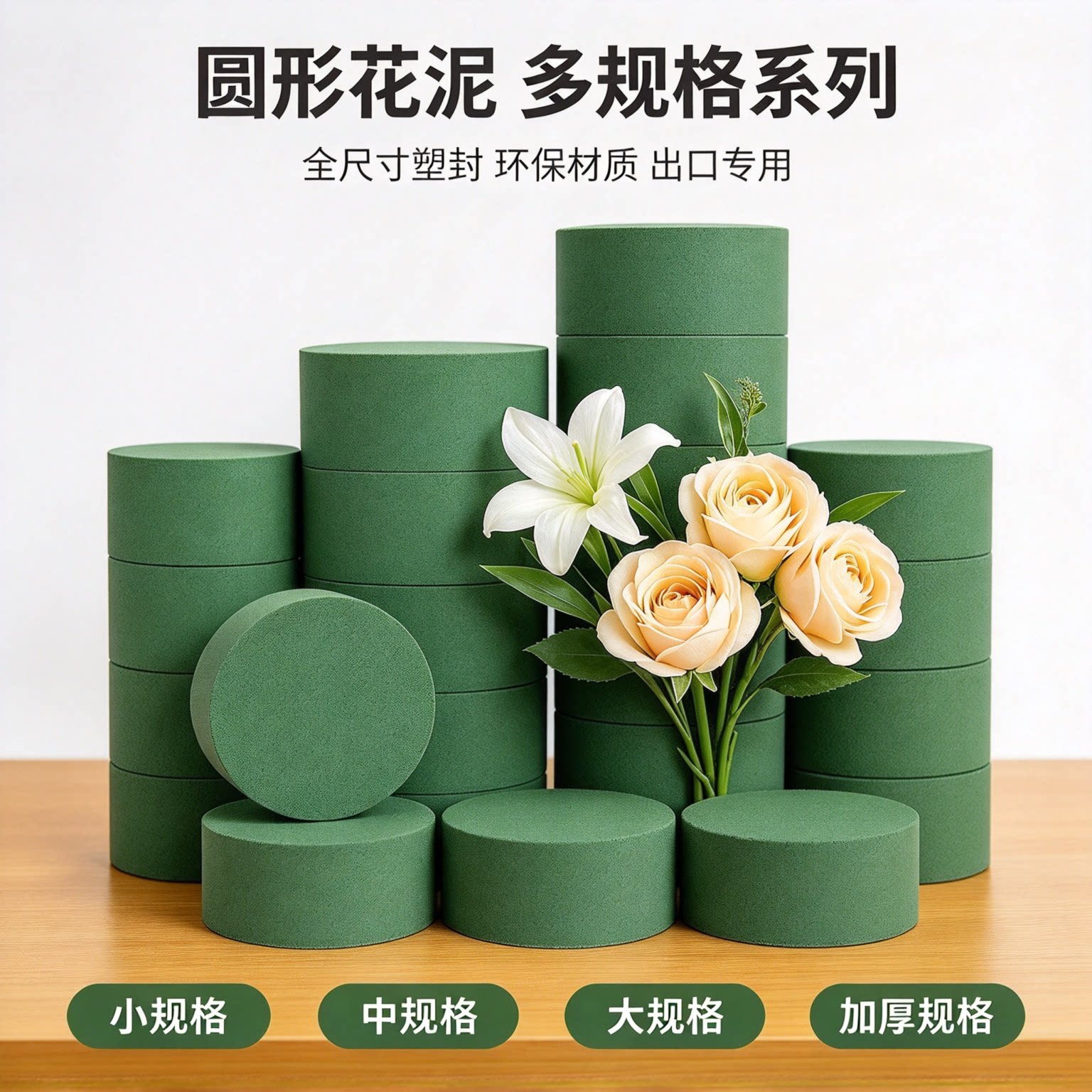 梦依旧圆形花泥底座持久保鲜