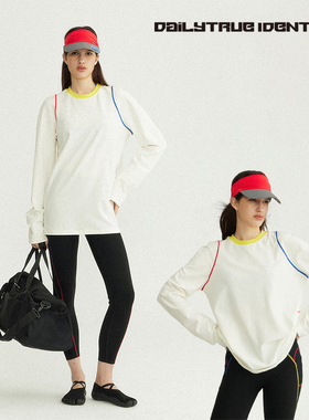 DID DAILY:Iris 双层天丝羊毛软糯蒙特里安撞色隐藏袋长袖T恤