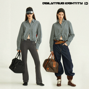 DID DAILY:Julia 棉蚕丝混纺包边拼接领下摆抽绳复古格纹衬衫