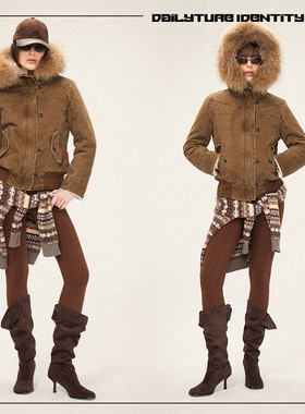 DID DAILY: Maren重工酵素水洗做旧貉子毛领大颗粒绒棉服外套