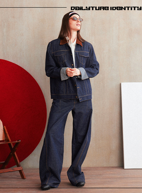 DID DENIM:Mia 复古灯芯绒拼接色织牛仔格纹撞边牛仔夹克短外套