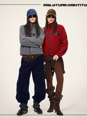 DID DAILY:Brielle 羊毛混纺摇粒绒保暖升级菱格纹可内搭外穿卫衣