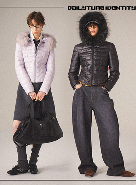 DID DAILY:Elsie 貉子毛领修身排骨三防自发热90白鹅绒羽绒服