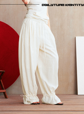 DID DAILY:Niamh 莱赛尔天丝亚麻混纺多穿直筒灯笼裤26新