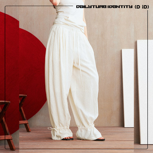 DID DAILY:Niamh 莱赛尔天丝亚麻混纺多穿直筒灯笼裤26新