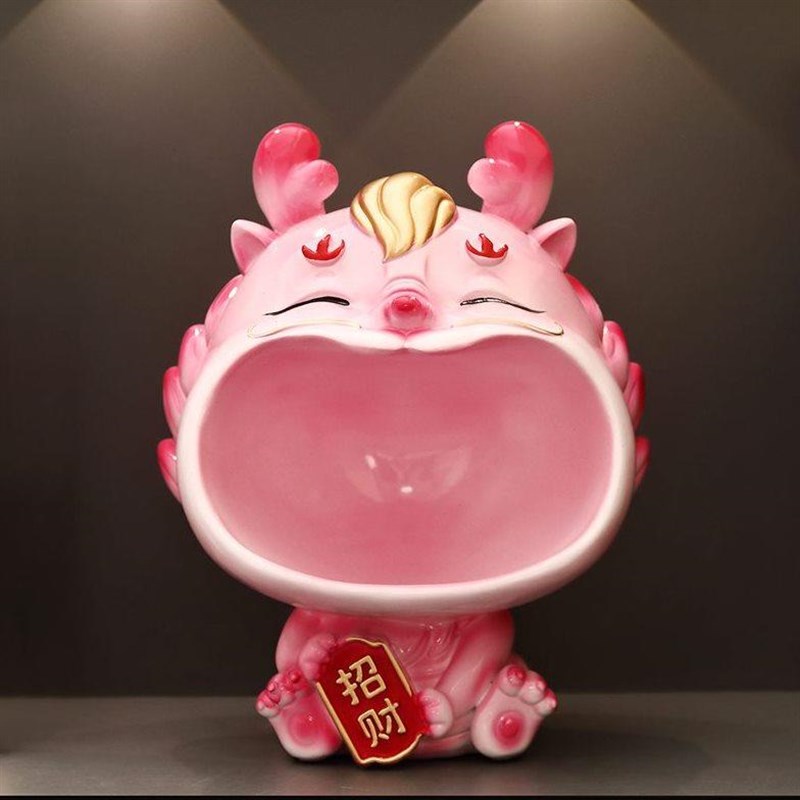 高颜值粉色龙摆件简约可爱 客厅茶几床头柜梳妆台办公桌面装饰品