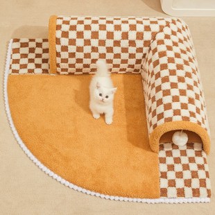 通用可拆洗猫床凉席猫咪躲避屋封闭式 隧道猫窝夏天四季 猫房子猫垫