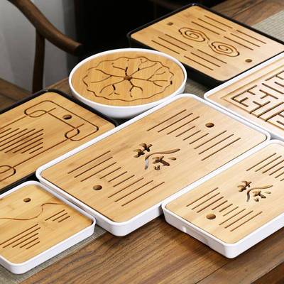 简约竹制茶盘功夫茶具沥水蓄排水茶托盘干泡盘小茶台茶海家用酒店