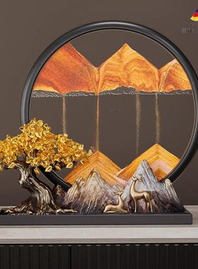 发财树流沙画网红摆件新中式客厅办公室装饰品乔迁开业礼物高档件