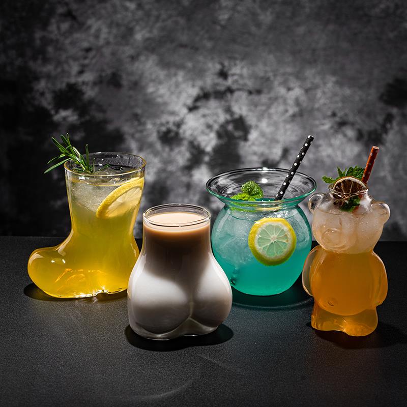 搞怪玻璃杯蘑菇杯咖啡杯高颜值果汁杯牛奶杯创意鸡尾酒杯酒吧杯子